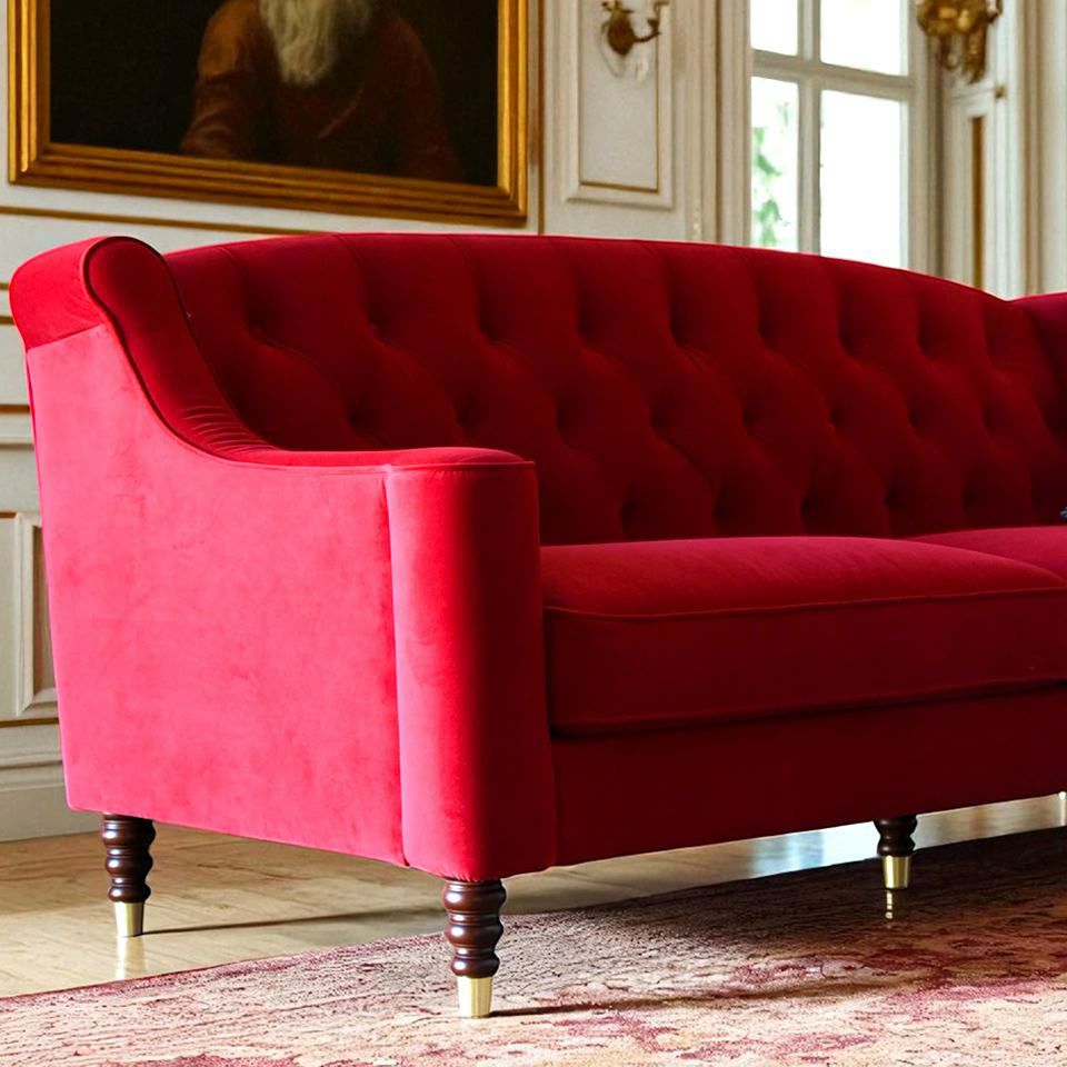 アンティーク調 ヨーロピアン 3人掛けソファ 3Pソファ ベルベット 画像6