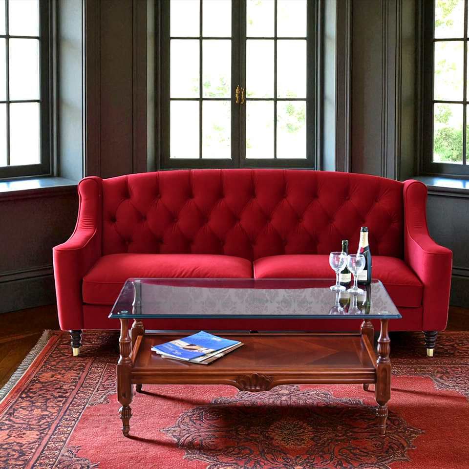 アンティーク調 ヨーロピアン 3人掛けソファ 3Pソファ ベルベット 画像12