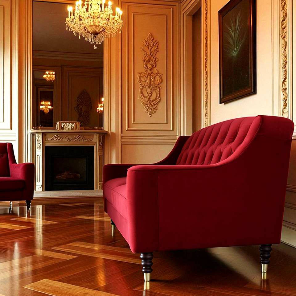 アンティーク調 ヨーロピアン 3人掛けソファ 3Pソファ ベルベット 画像16