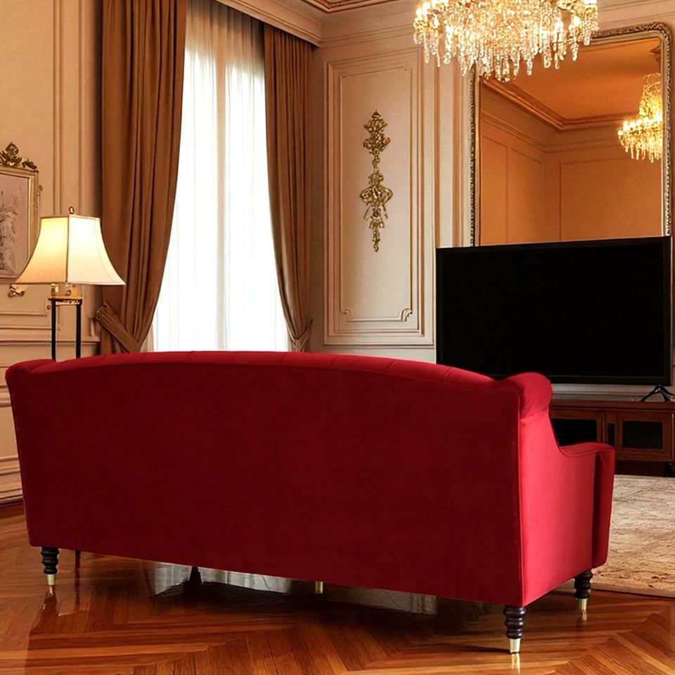 アンティーク調 ヨーロピアン 3人掛けソファ 3Pソファ ベルベット 画像17