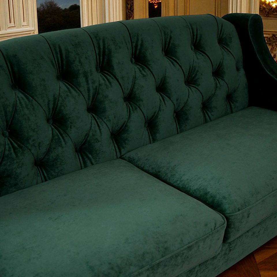 アンティーク調 ヨーロピアン 3人掛けソファ 3Pソファ ベルベット 画像8