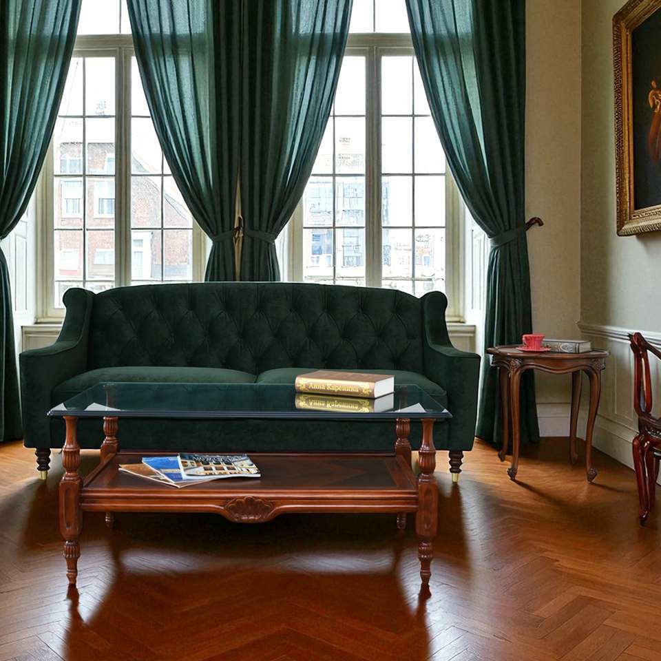 アンティーク調 ヨーロピアン 3人掛けソファ 3Pソファ ベルベット 画像12