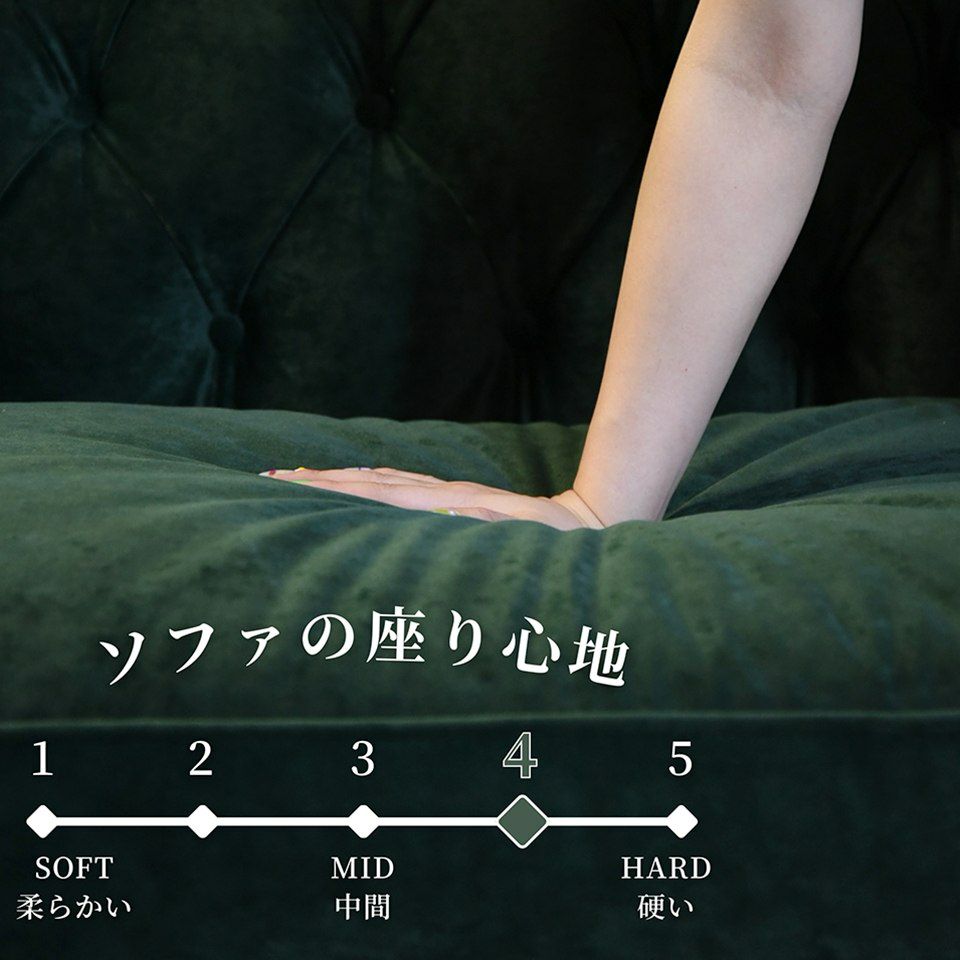 アンティーク調 ヨーロピアン 3人掛けソファ 3Pソファ ベルベット 画像14