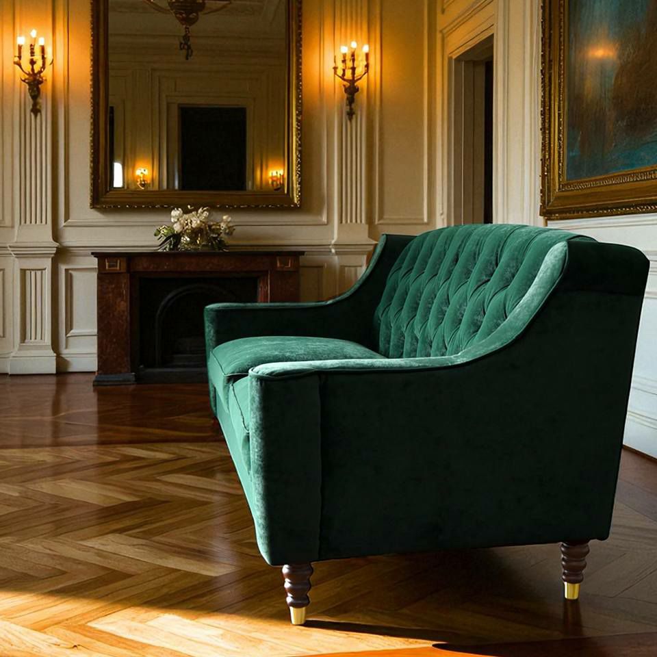 アンティーク調 ヨーロピアン 3人掛けソファ 3Pソファ ベルベット 画像16