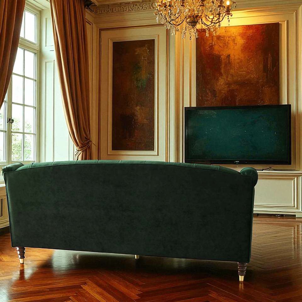 アンティーク調 ヨーロピアン 3人掛けソファ 3Pソファ ベルベット 画像17