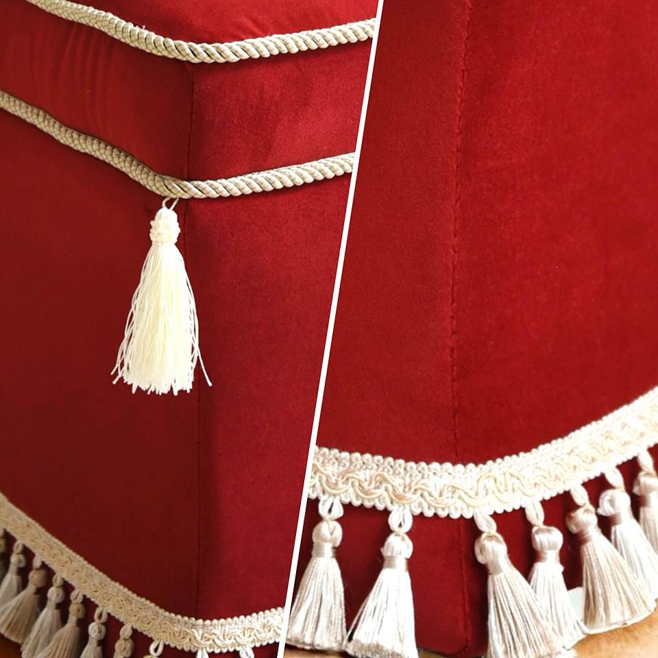 アンティーク調 クラシック ベルベット タッセル付 スツール 画像6