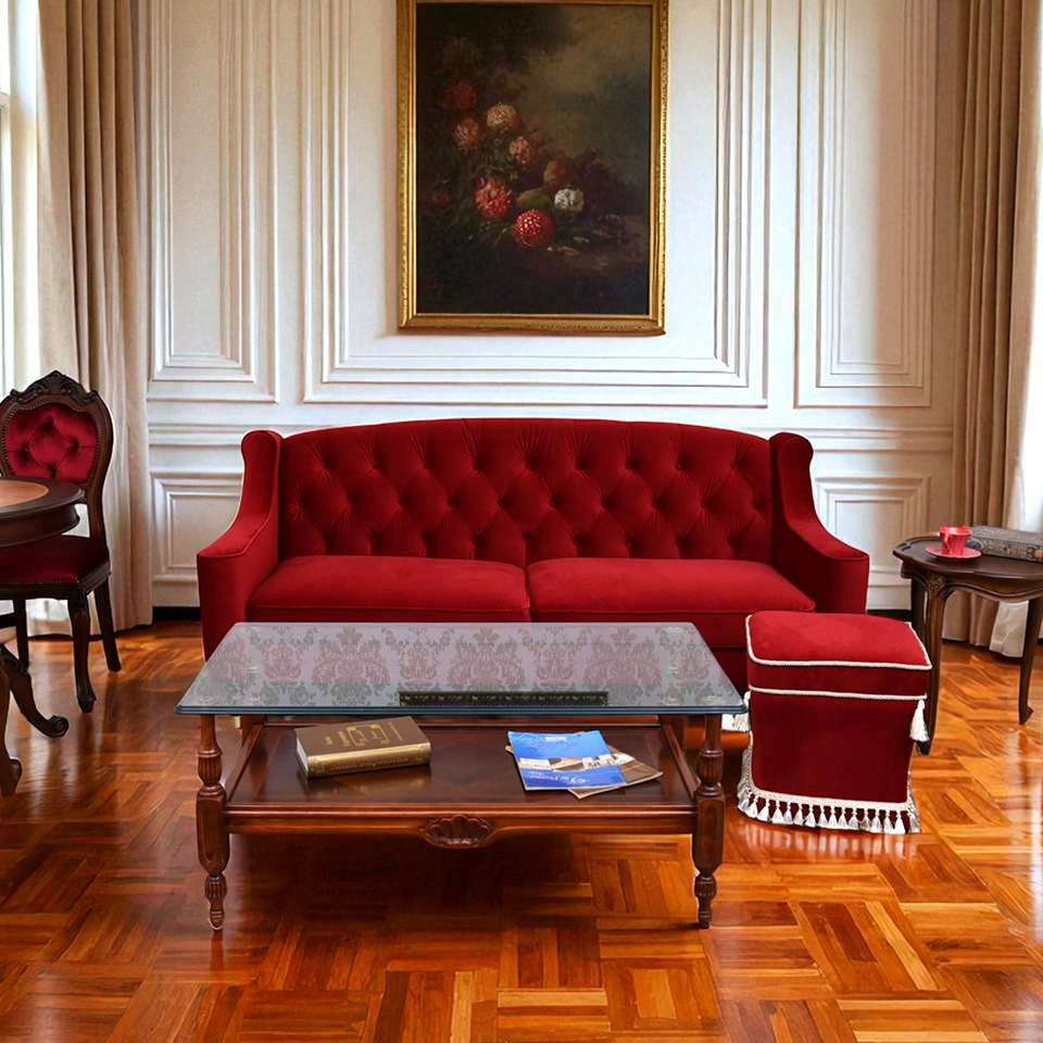 アンティーク調 クラシック ベルベット タッセル付 スツール 画像11