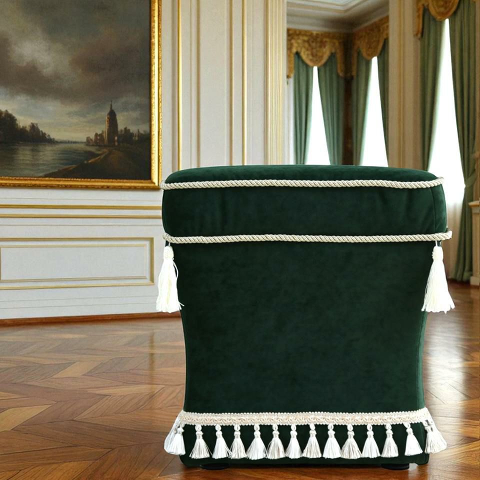 アンティーク調 クラシック ベルベット タッセル付 スツール 画像2