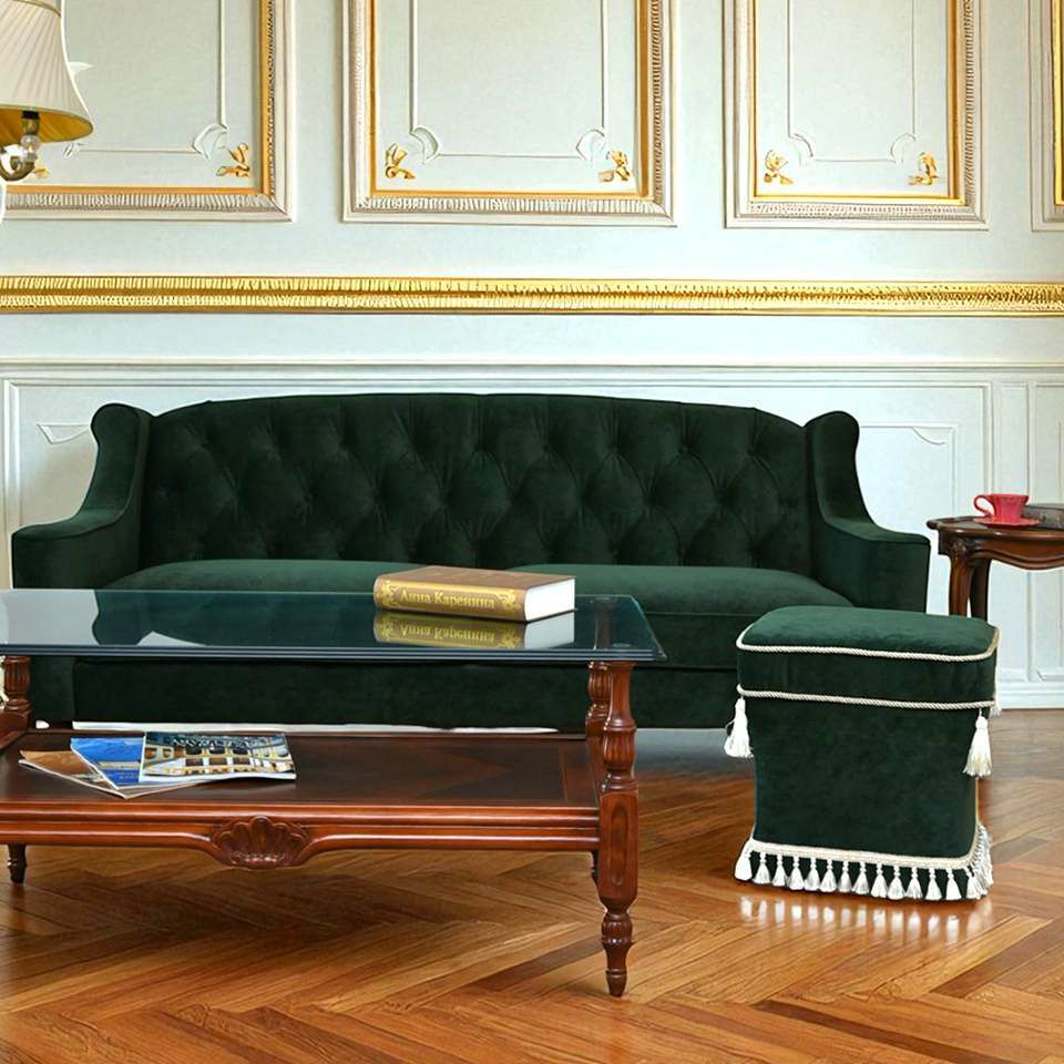 アンティーク調 クラシック ベルベット タッセル付 スツール 画像3