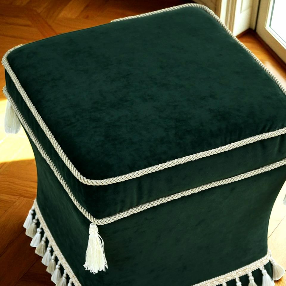 アンティーク調 クラシック ベルベット タッセル付 スツール 画像5