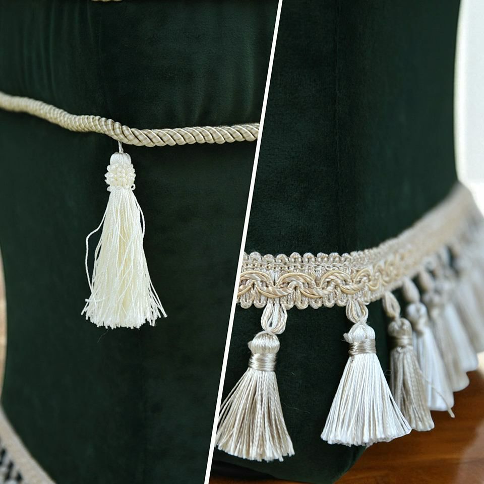 アンティーク調 クラシック ベルベット タッセル付 スツール 画像6