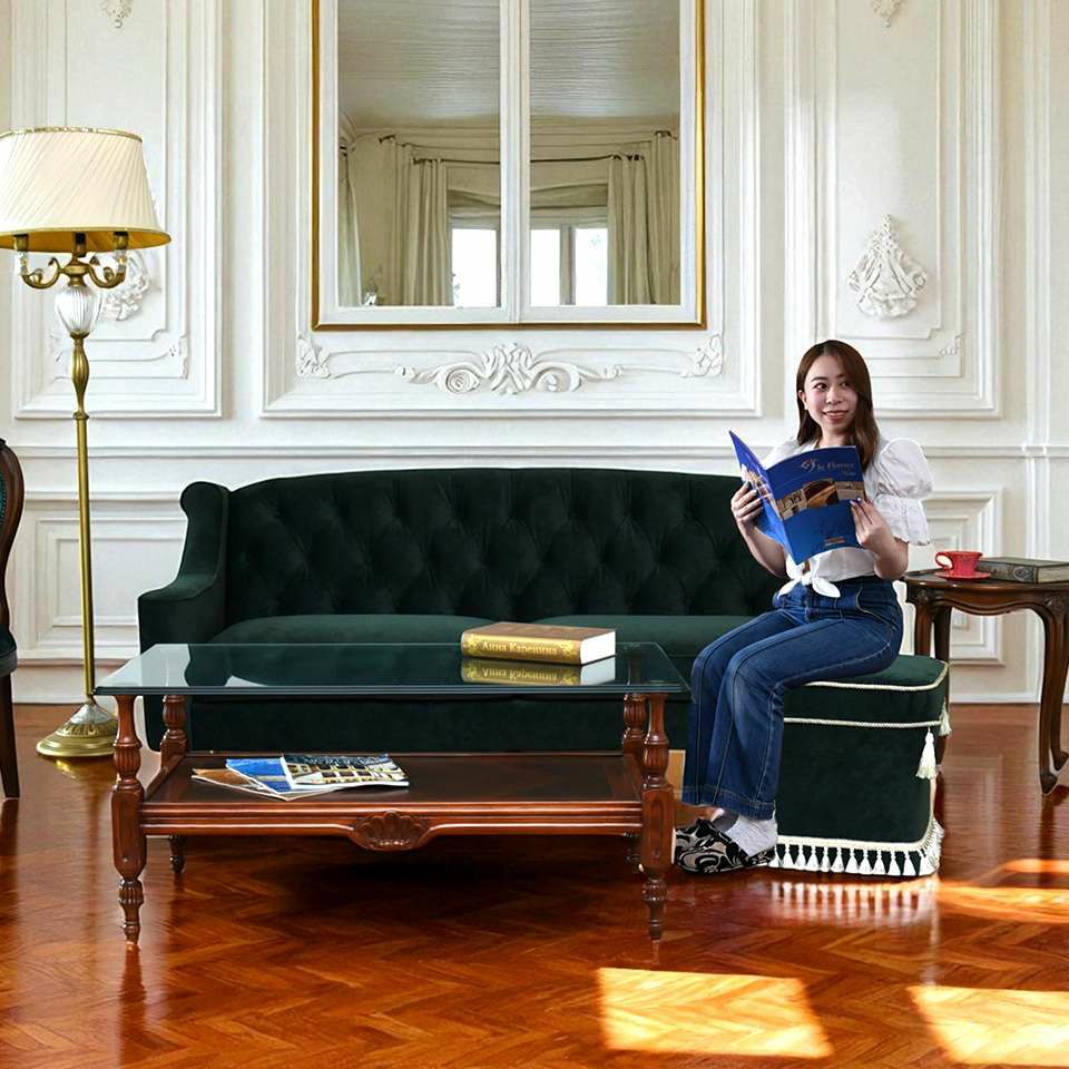 アンティーク調 クラシック ベルベット タッセル付 スツール 画像8