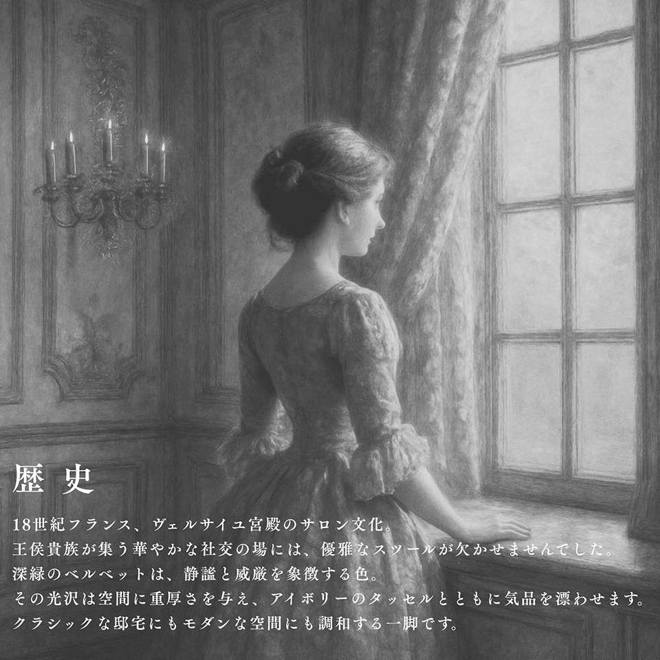 アンティーク調 クラシック ベルベット タッセル付 スツール 画像10