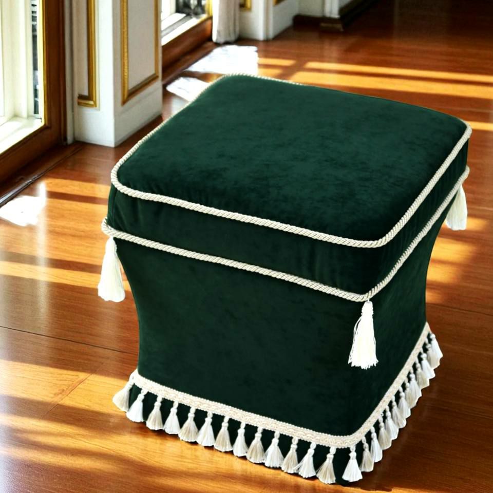 アンティーク調 クラシック ベルベット タッセル付 スツール 画像12