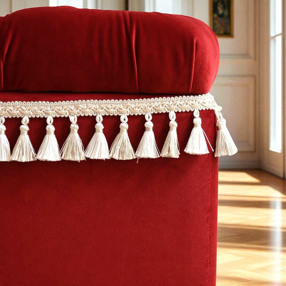 アンティーク調 クラシック ベルベット タッセル付 収納スツール 画像6