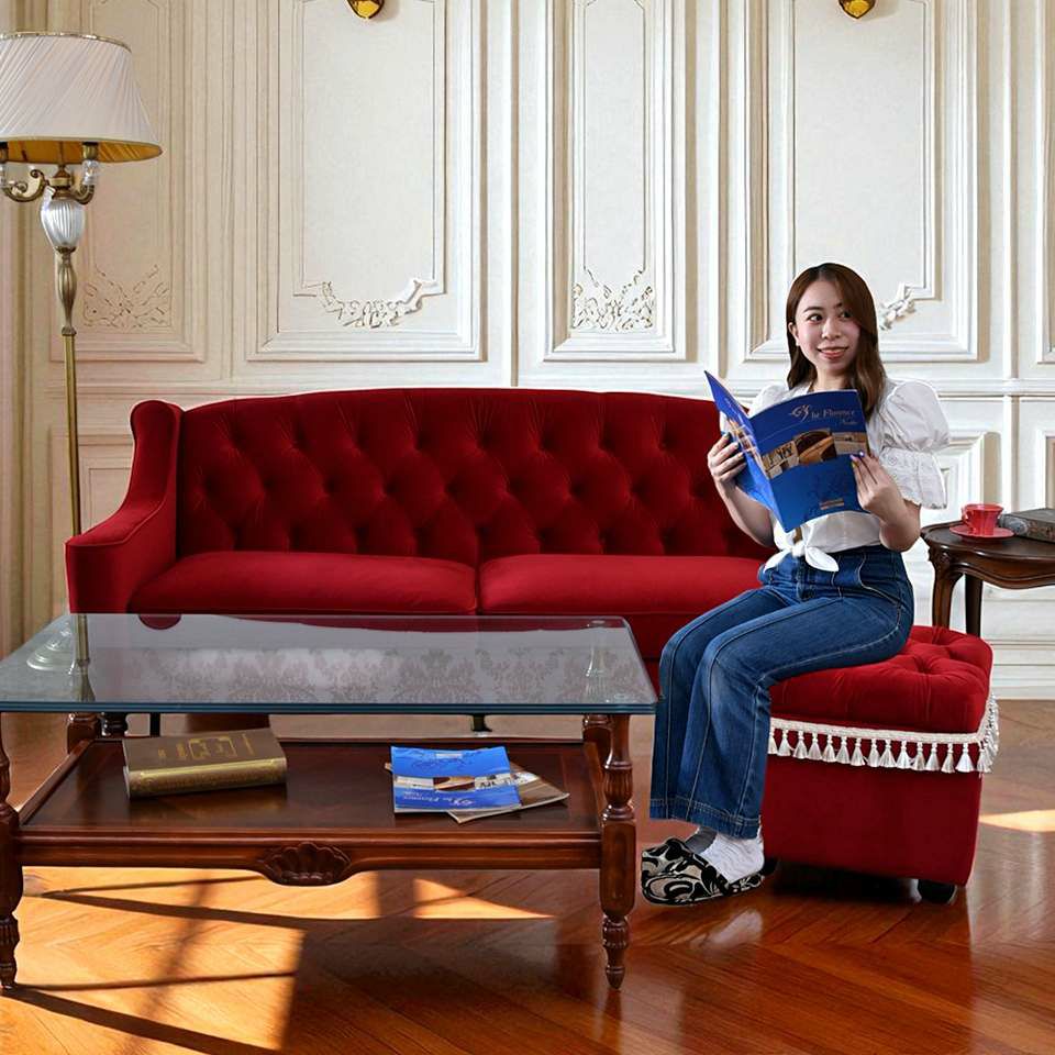 アンティーク調 クラシック ベルベット タッセル付 収納スツール 画像10