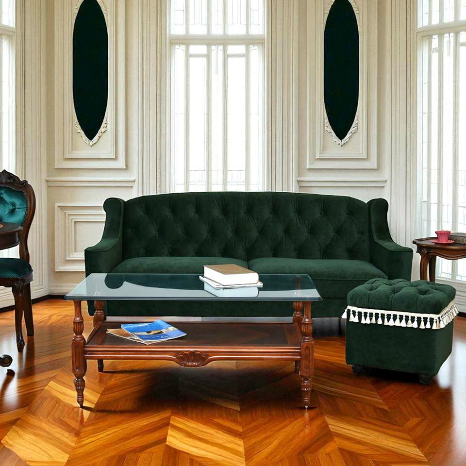 アンティーク調 クラシック ベルベット タッセル付 収納スツール 画像3