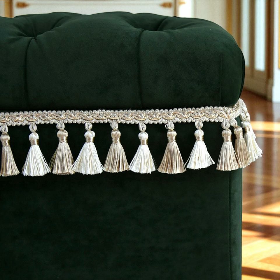 アンティーク調 クラシック ベルベット タッセル付 収納スツール 画像6