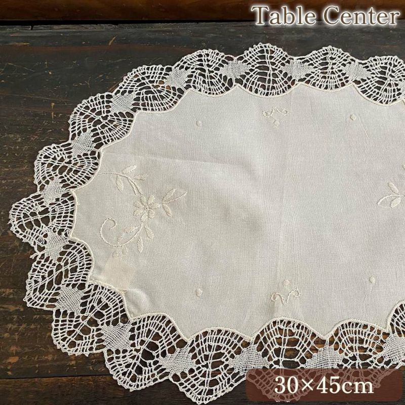 テーブルセンター オーバル テーブルリネン 敷物 レース 画像1サムネイル