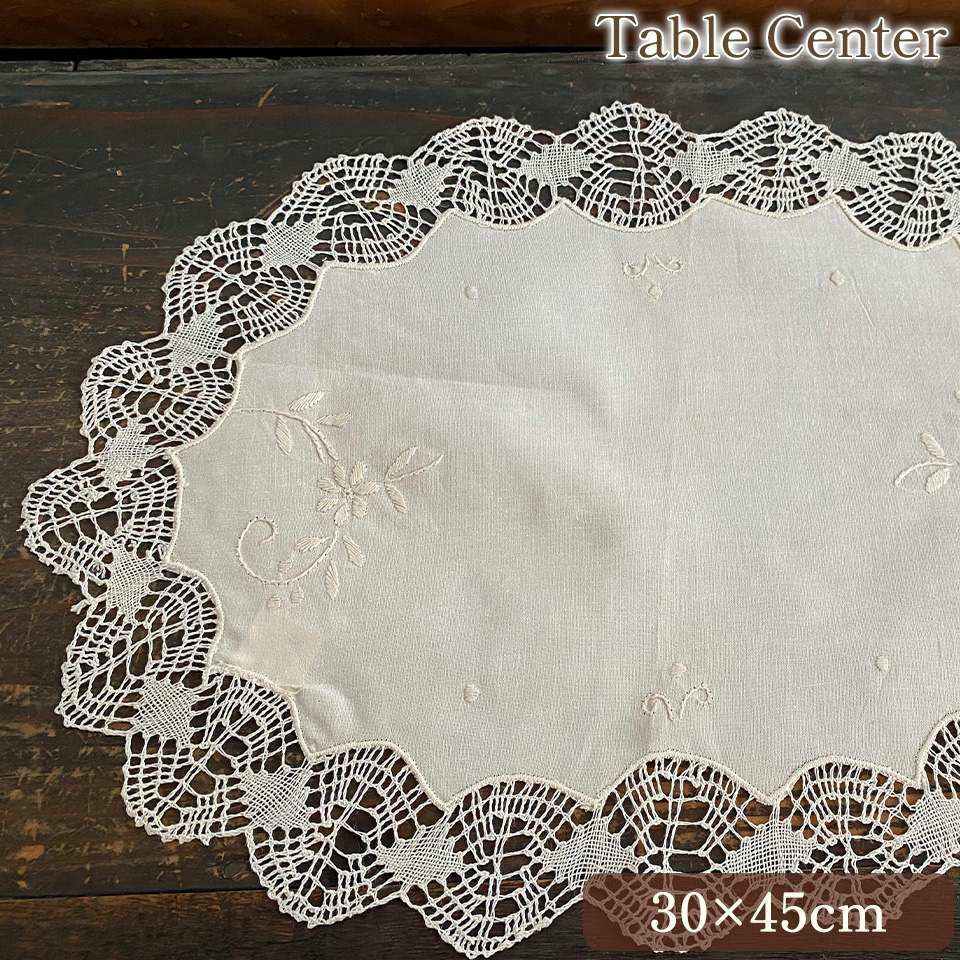 テーブルセンター オーバル テーブルリネン 敷物 レース 画像1サムネイル