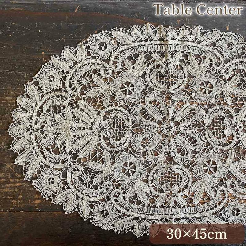 テーブルセンター オーバル テーブルリネン 敷物 レース 画像1サムネイル