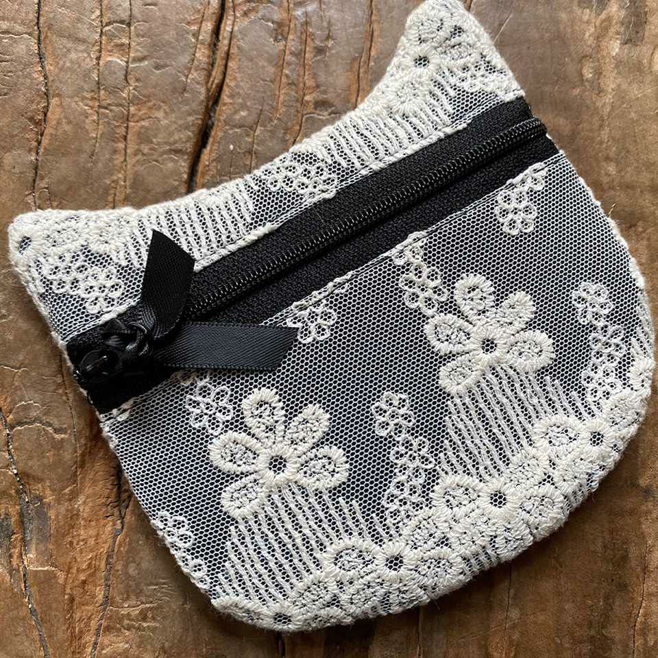 キャットポーチ ポーチ 化粧ポーチ 旅行用 レース 画像2