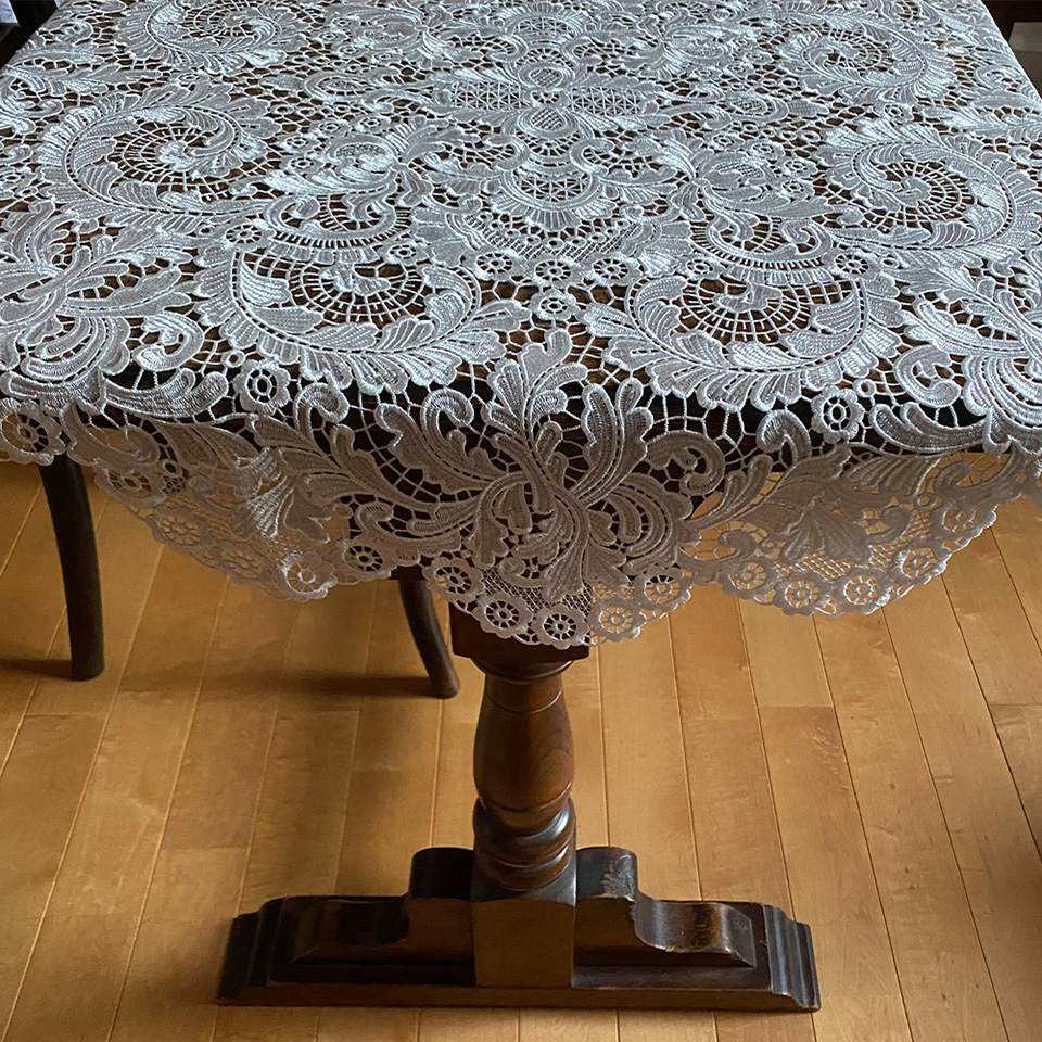 テーブルクロス 90cmRD ラウンド テーブルリネン レース 画像4