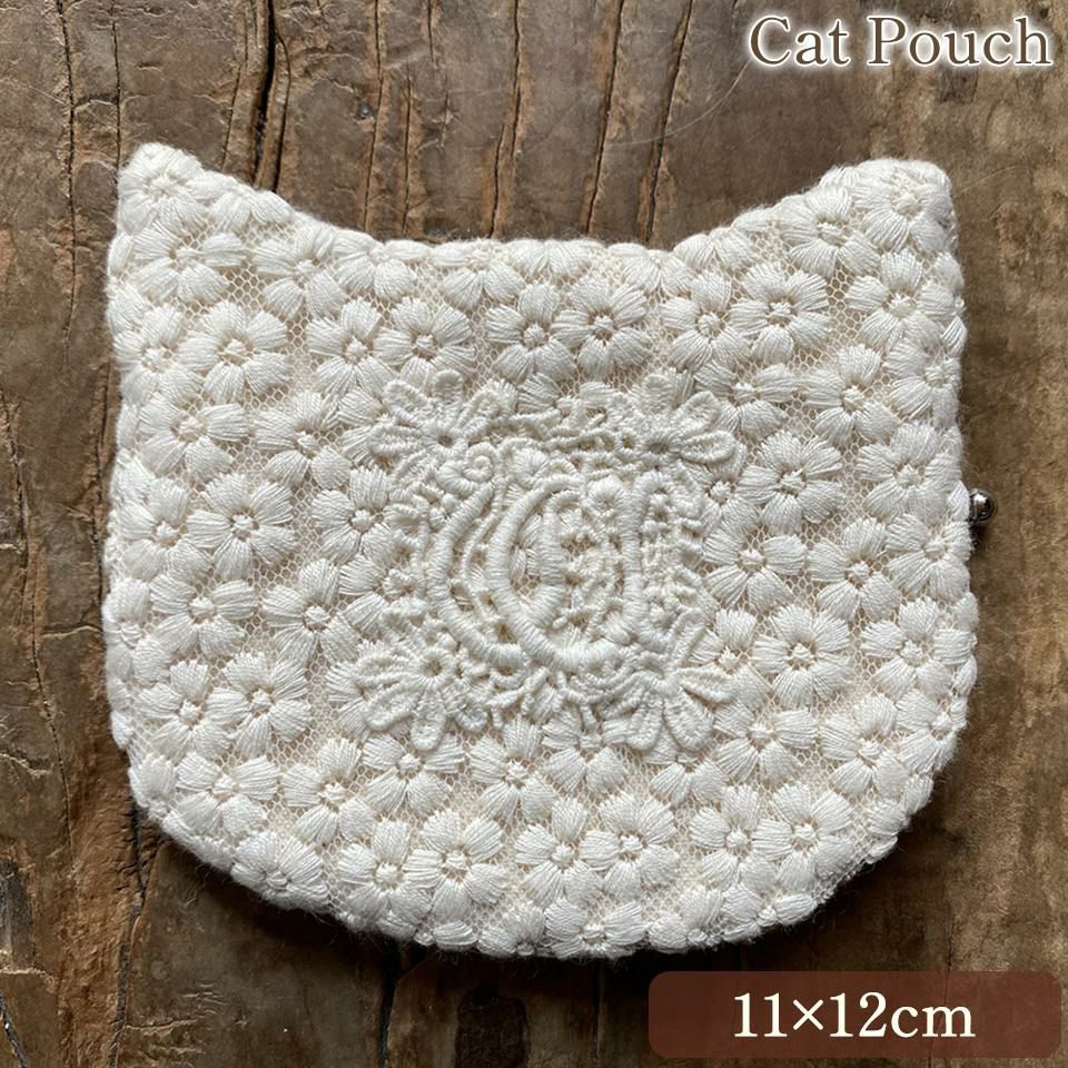 キャットポーチ ポーチ 化粧ポーチ 旅行用 レース 画像1サムネイル