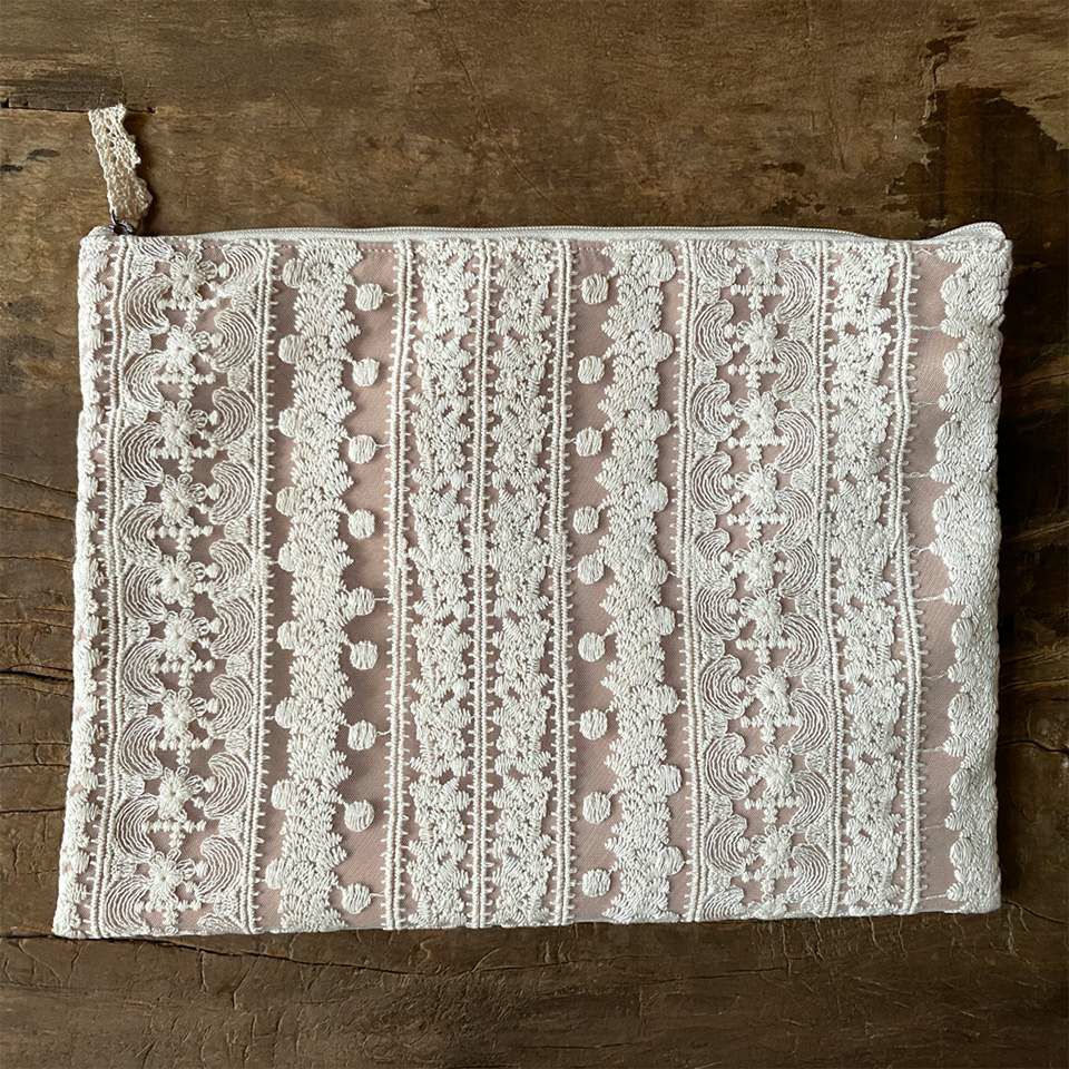 フラットポーチ ポーチ 化粧ポーチ 旅行用 レース 画像3