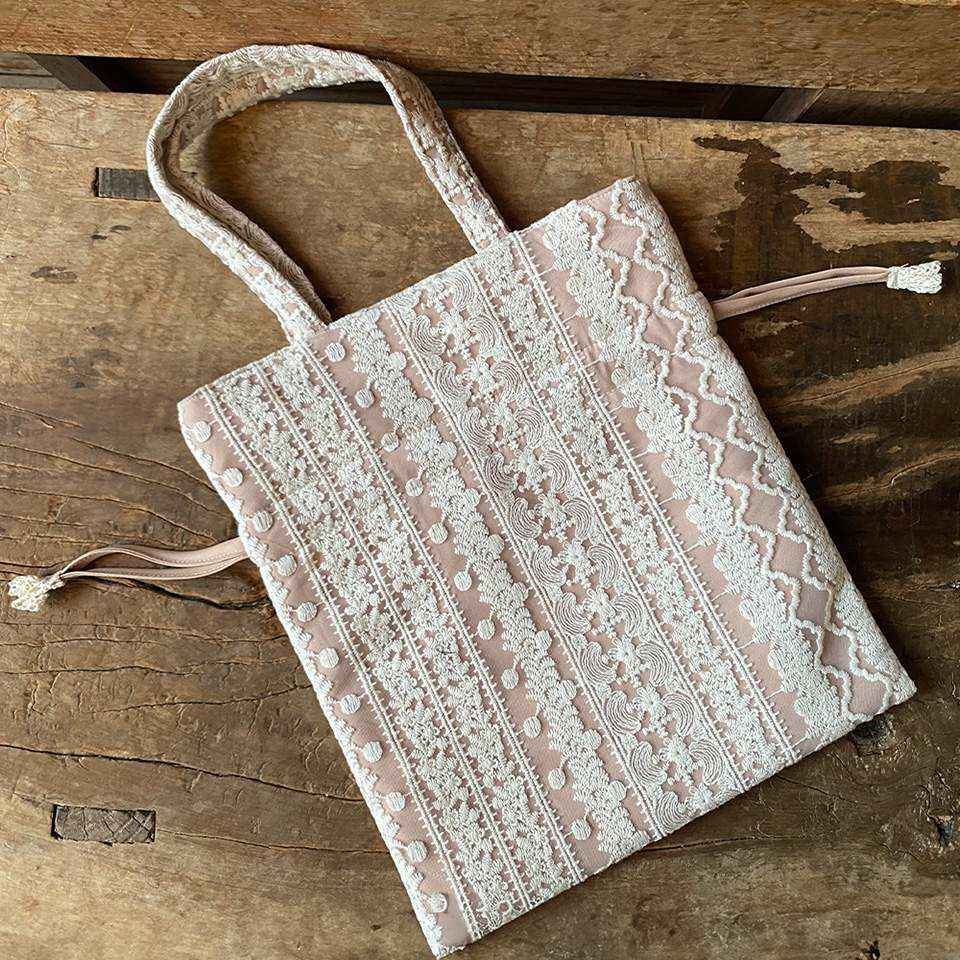 巾着バッグ バッグ 鞄 トートバッグ サブバッグ レース 画像4