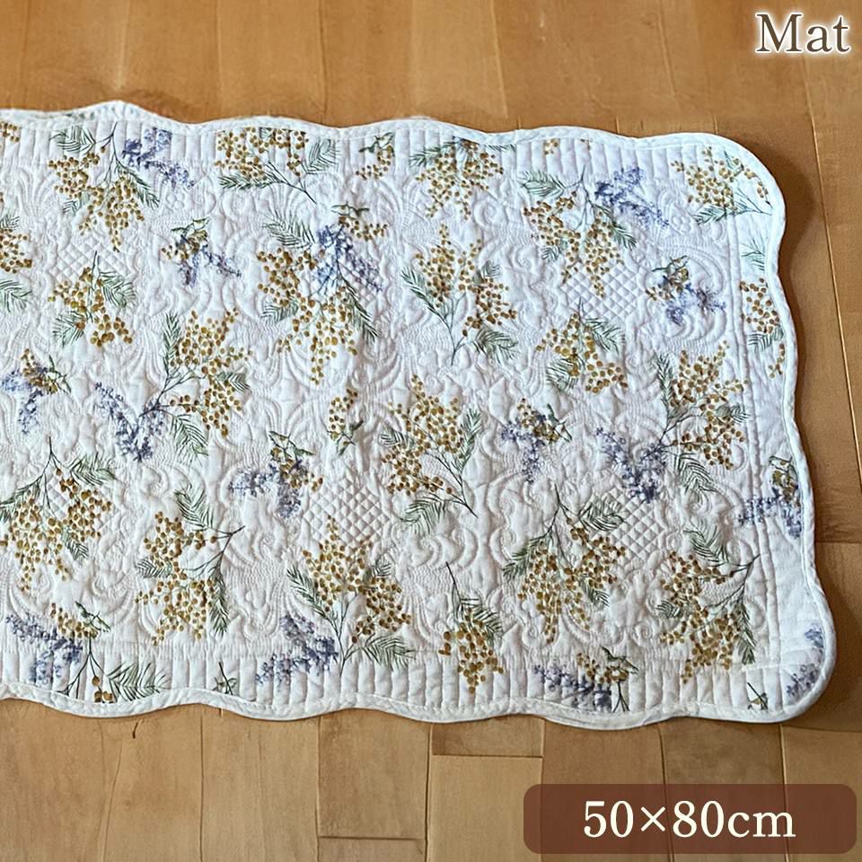 マット 敷物 長方形 滑り止め付 キルト ホワイトキルト 画像1サムネイル