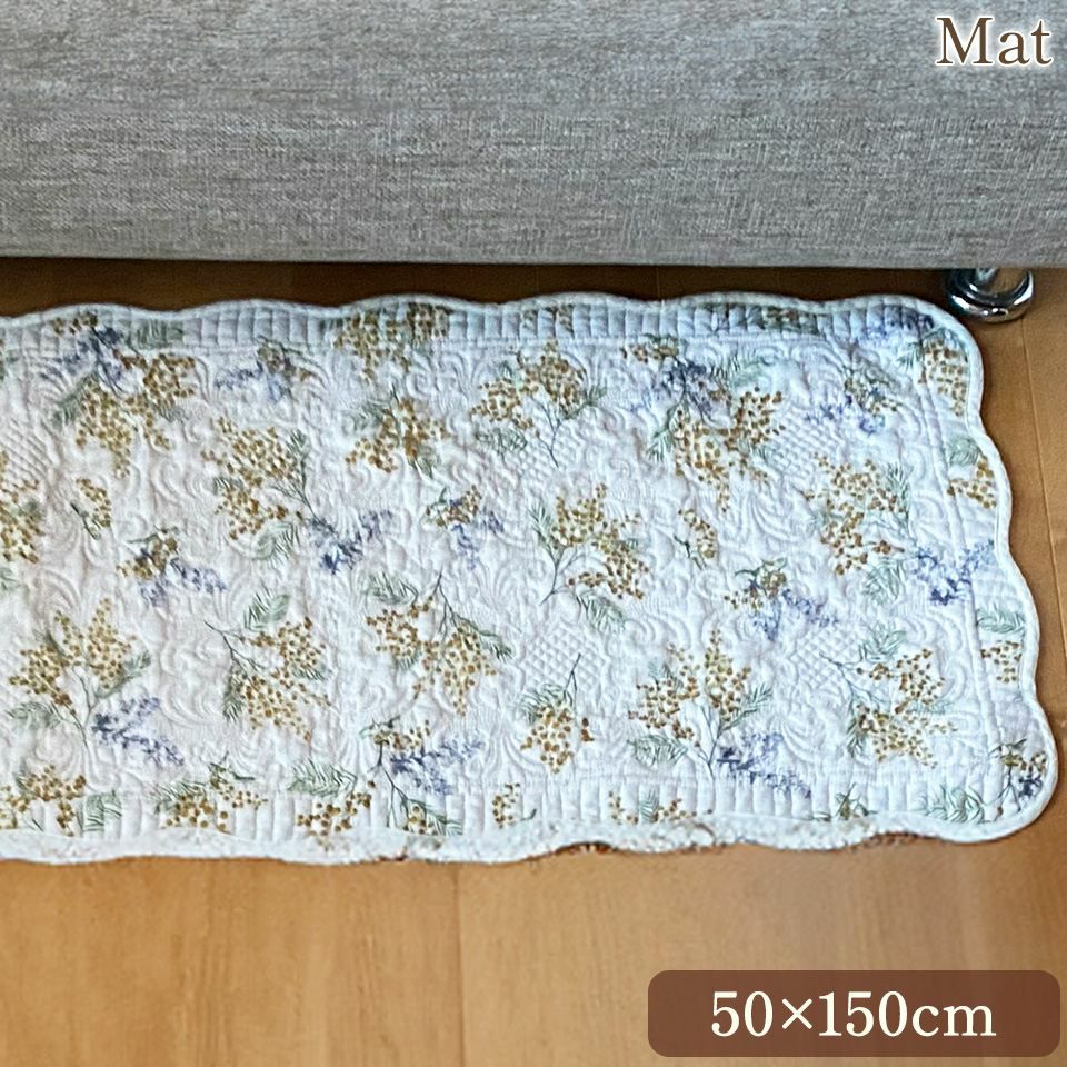 マット 敷物 長方形 滑り止め付 キルト ホワイトキルト 画像1サムネイル