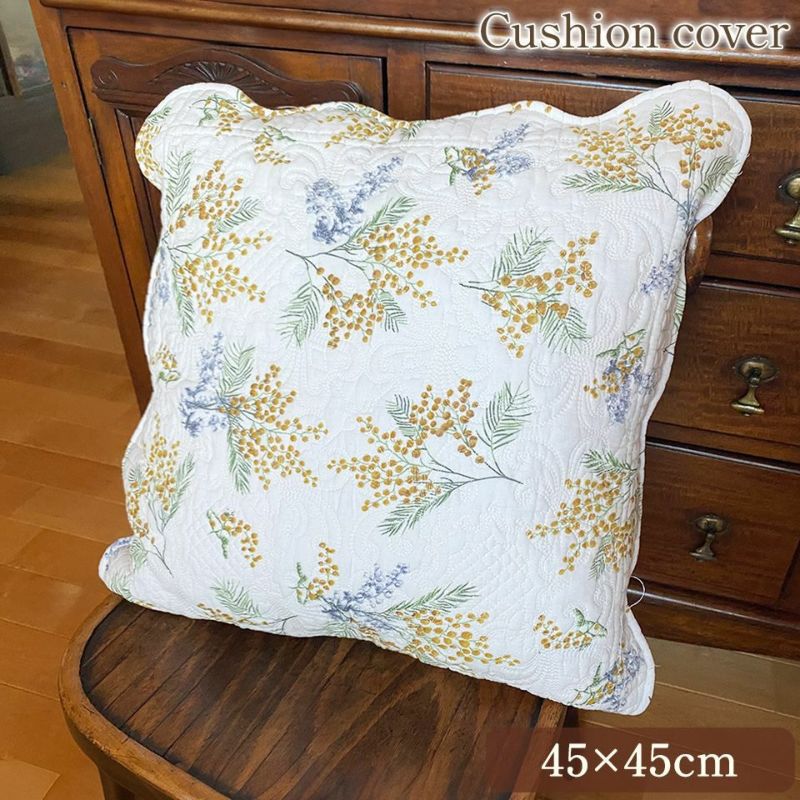 クッションカバーのみ 正方形 キルト ホワイトキルト 画像1サムネイル