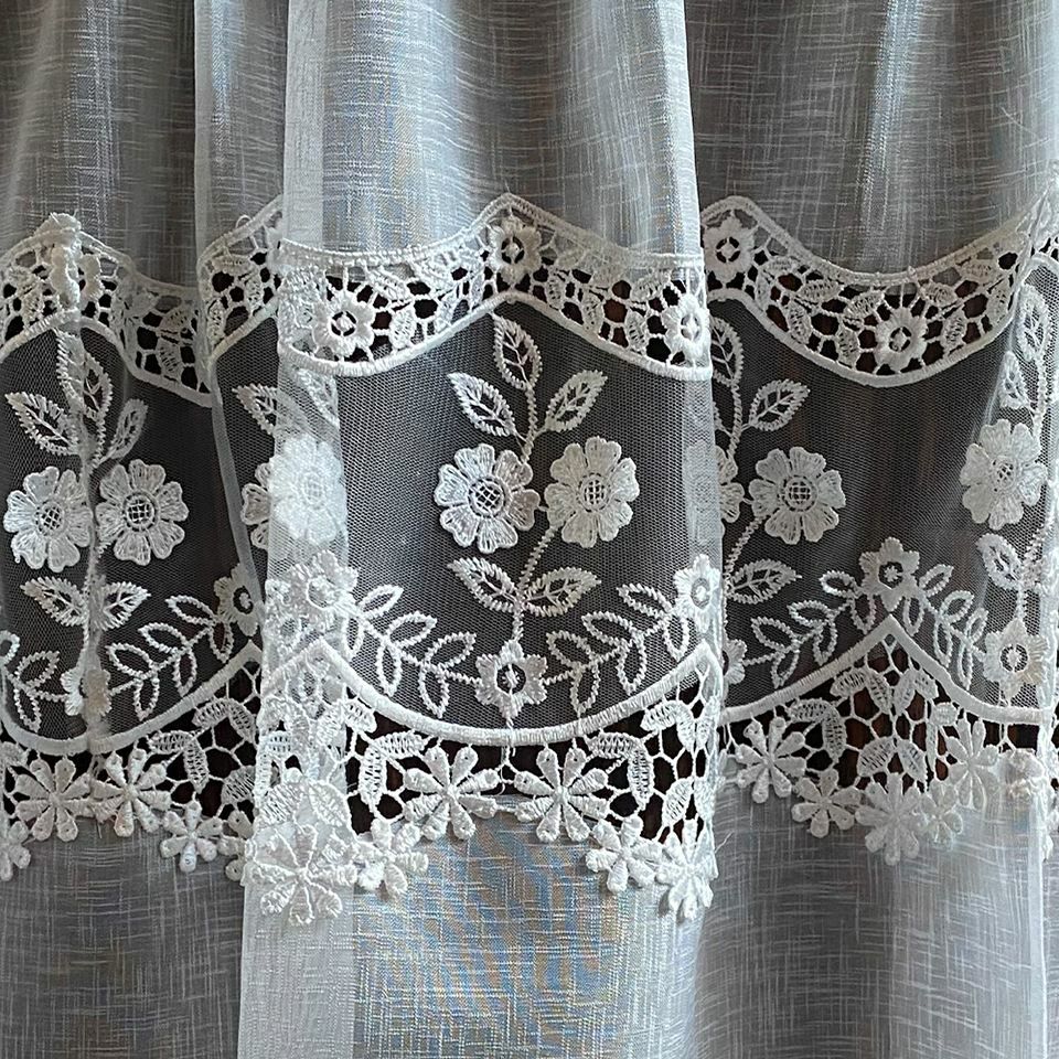 カフェカーテン カーテン 小窓用 ファブリック レース 刺繍 インテリア雑貨 画像3