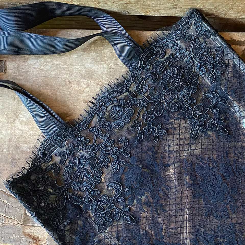 バッグ ブラック ビニール レース サブバッグ ファブリック 刺繍 ファッション雑貨 画像3