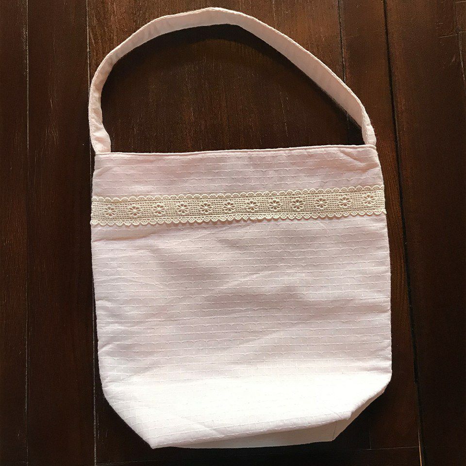 バッグ トートバッグ サブバッグ ピンク ファブリック レース 刺繍 ファッション雑貨 画像4