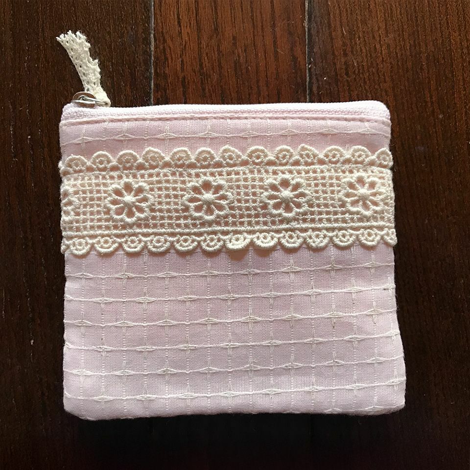 ミニティッシュケース＆ポーチ ピンク ファブリック レース 刺繍 インテリア雑貨 画像4