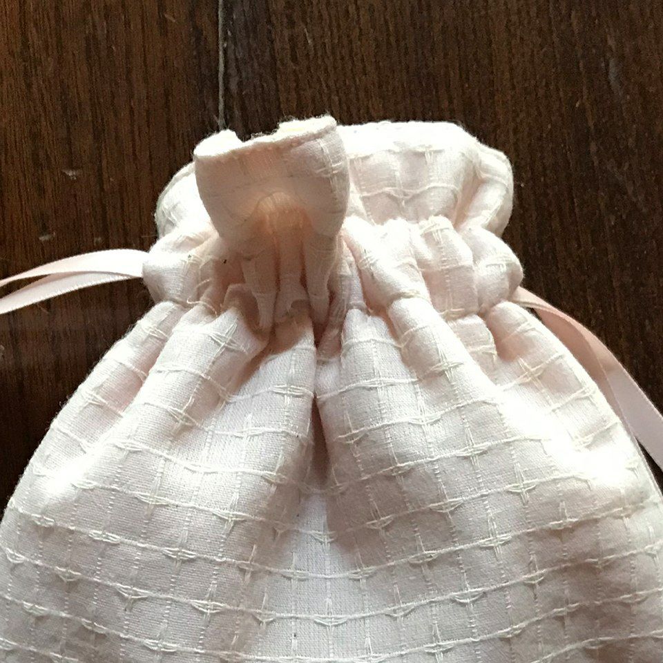 サックポーチ ポーチ 巾着 ピンク ファブリック レース 刺繍 ファッション雑貨 画像2