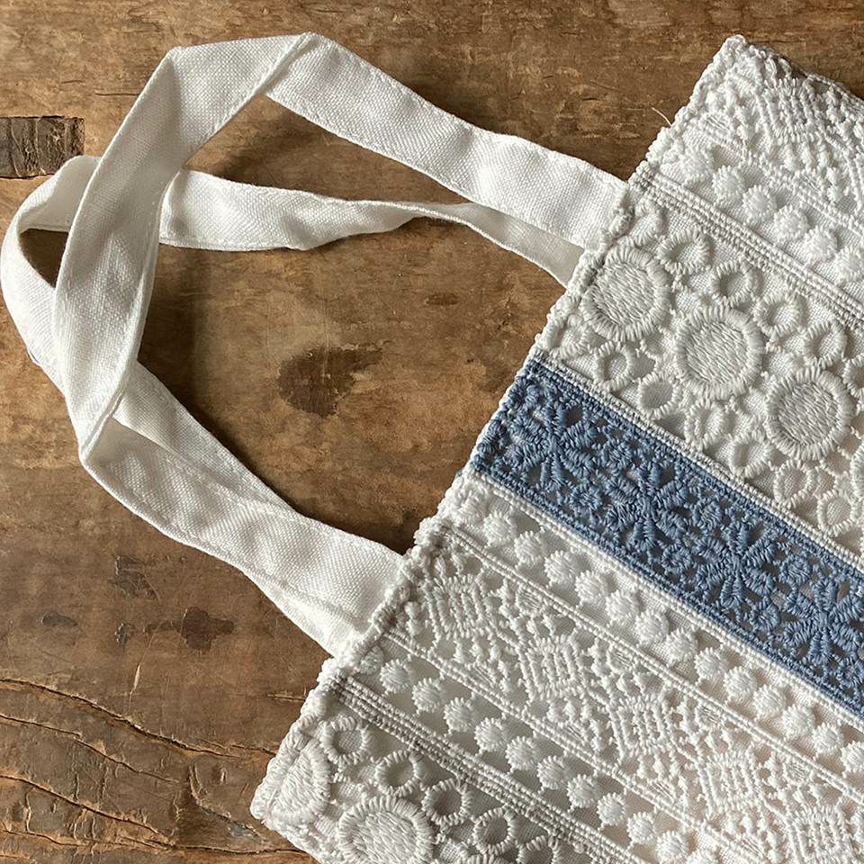 トートバッグ サブバッグ ファブリック レース 刺繍 布製 ファッション雑貨 画像2