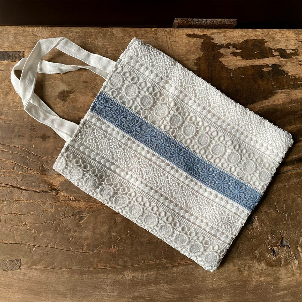 トートバッグ サブバッグ ファブリック レース 刺繍 布製 ファッション雑貨 画像4