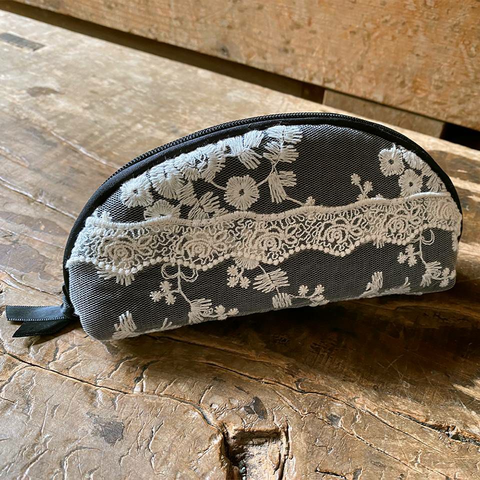 グラスケース メガネポーチ 布製 レース 刺繍 ファッション雑貨 画像4
