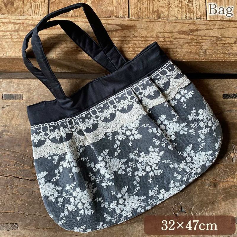 バッグ トートバッグ サブバッグ ファブリック レース 刺繍 ファッション雑貨 画像1サムネイル