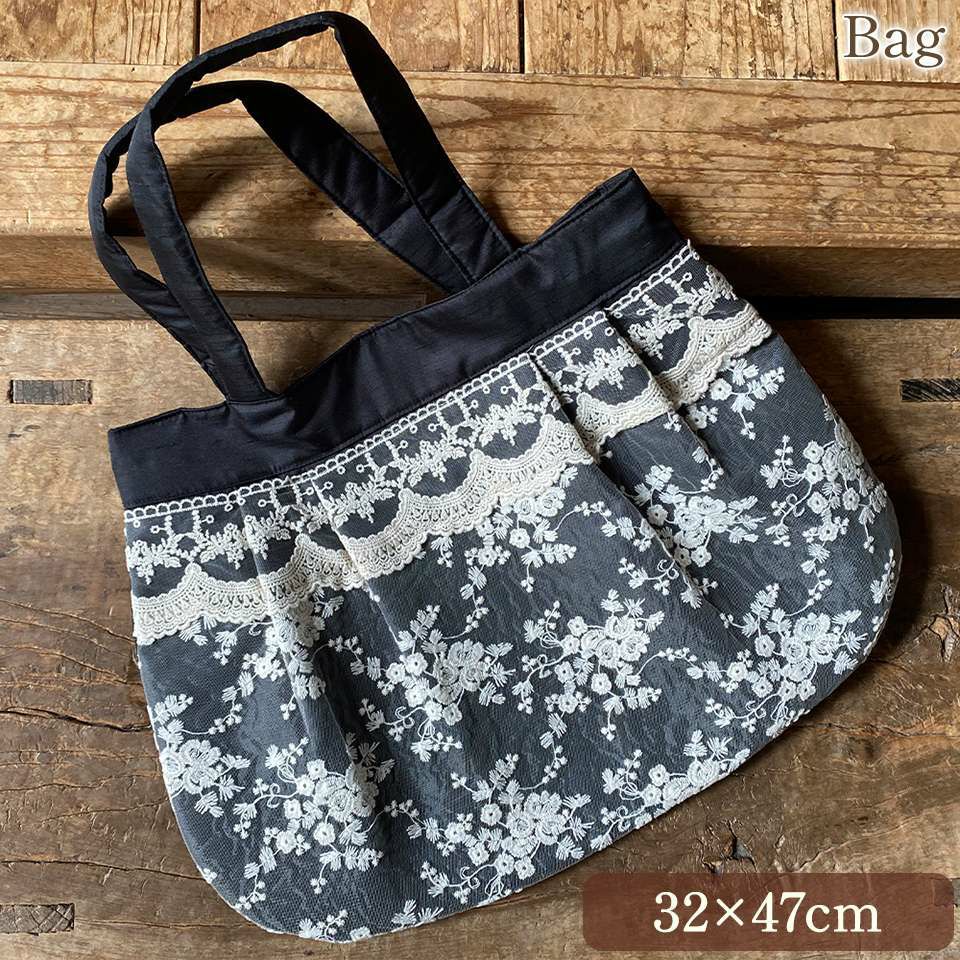 バッグ トートバッグ サブバッグ ファブリック レース 刺繍 ファッション雑貨 画像1サムネイル
