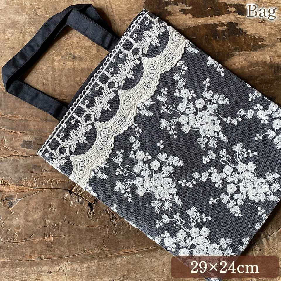 トートバッグ サブバッグ ファブリック レース 刺繍 ファッション雑貨 画像1サムネイル