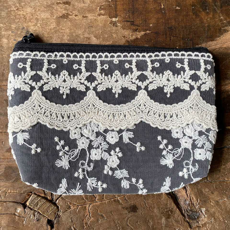 ポーチ 化粧ポーチ ファブリック レース 刺繍 ファッション雑貨 画像4