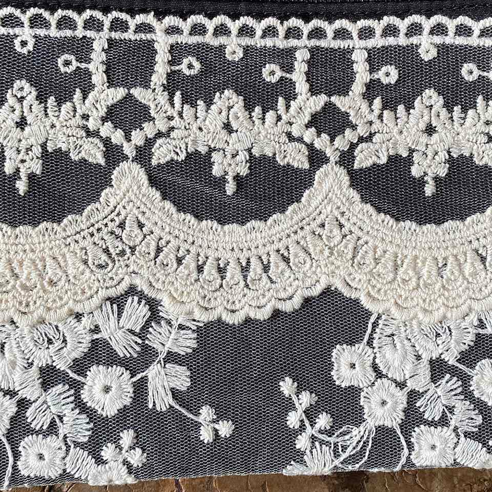 フラットポーチ 化粧ポーチ ファブリック レース 刺繍 ファッション雑貨 画像2