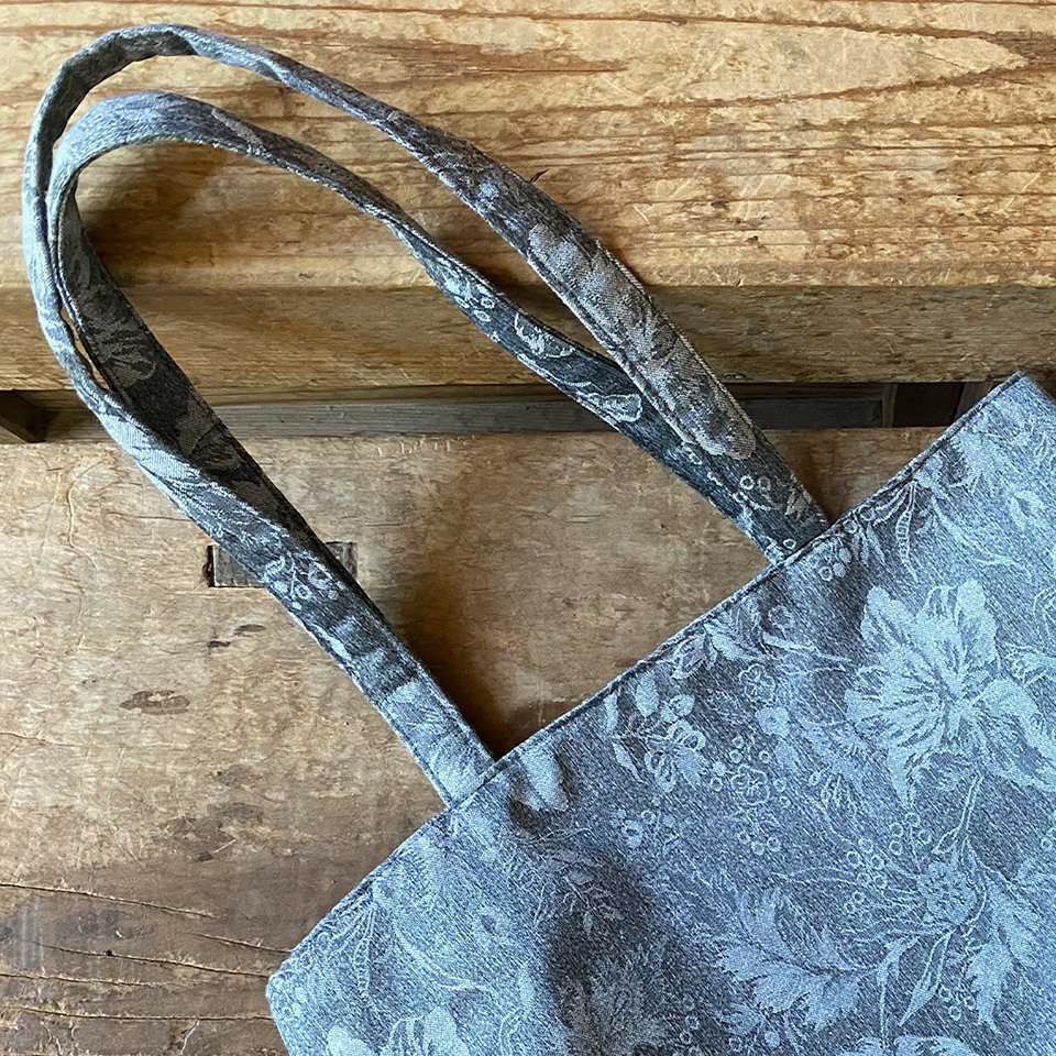 バッグ ジャガード サブバッグ スモーキーブルー 花柄 布製 ファッション雑貨 画像2