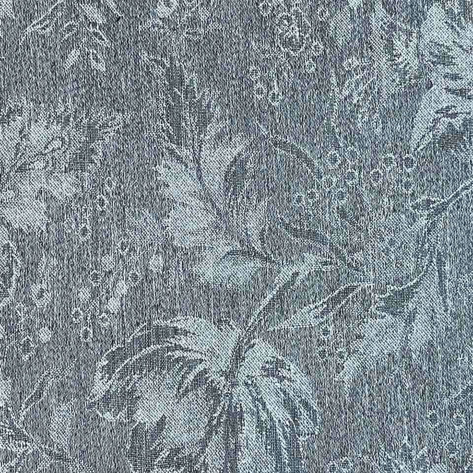 フラットポーチ ジャガード スモーキーブルー 花柄 化粧ポーチ 布製 ファッション雑貨 画像3