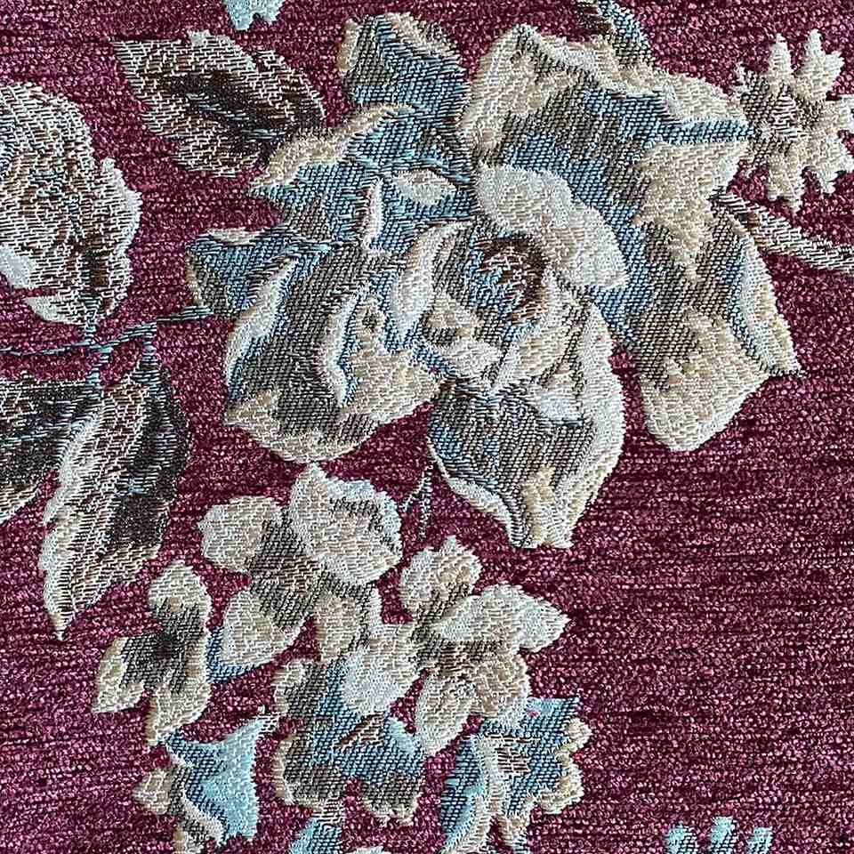 フラットポーチ ジャガード ワインレッド 花柄 化粧ポーチ 布製 ファッション雑貨 画像3