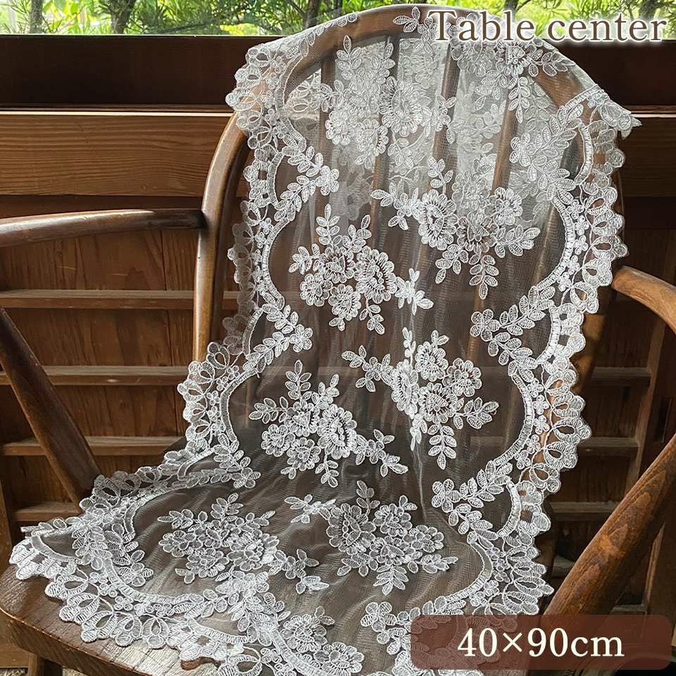 テーブルセンター 敷物 ファブリック レース 刺繍 インテリア雑貨 画像1サムネイル